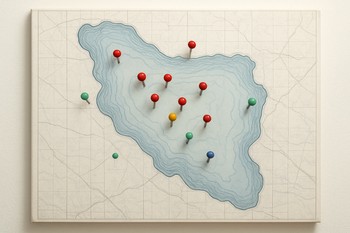 Cork board with small experiment pins and handwritten labels for ice sessions