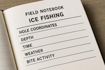 Close-up of a notebook page with simple sections for ice session notes